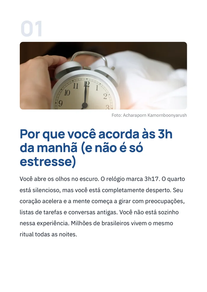 Página real do guia: capítulo 1, por que você acorda às 3h da manhã