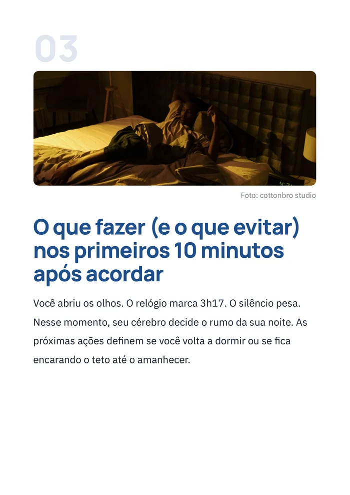 Página real do guia: capítulo 3, os primeiros 10 minutos após acordar
